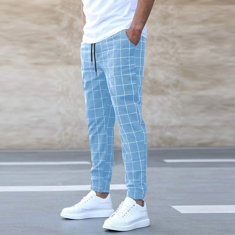 Pantalon tendance à motif à carreaux