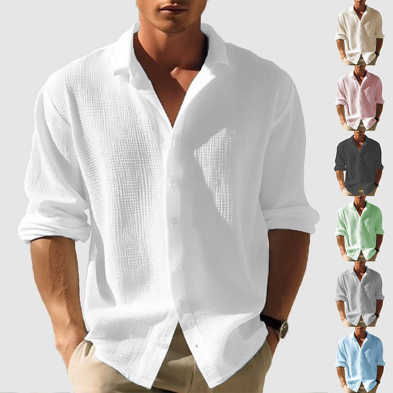 Chemise pour homme à manches longues avec col