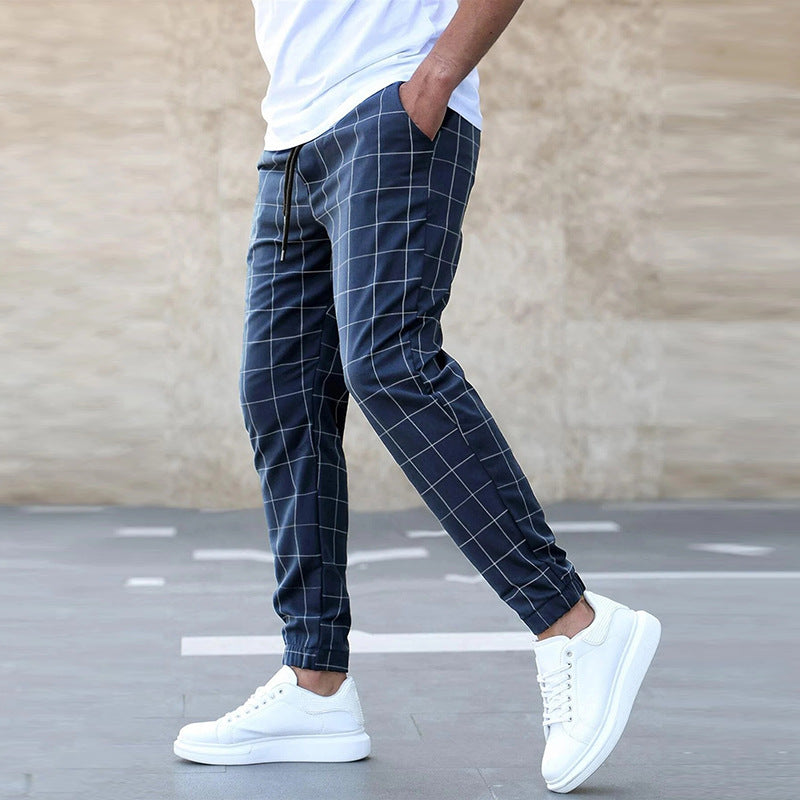 Pantalon tendance à motif à carreaux