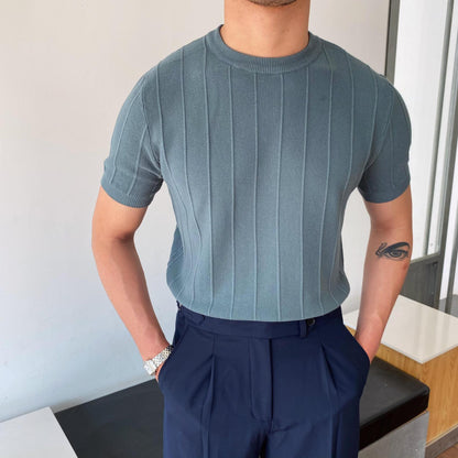 T-shirt tricoté à manches courtes pour homme