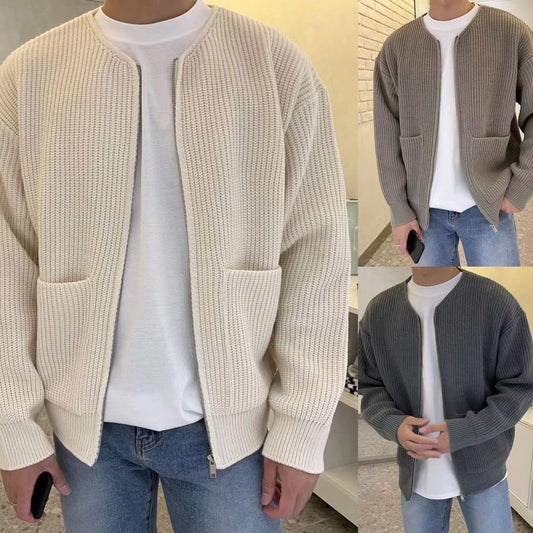 Cardigan homme tricoté avec fermeture zippée