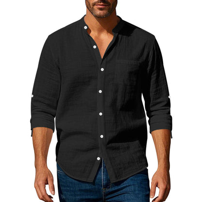 Chemise homme à manches longues avec col