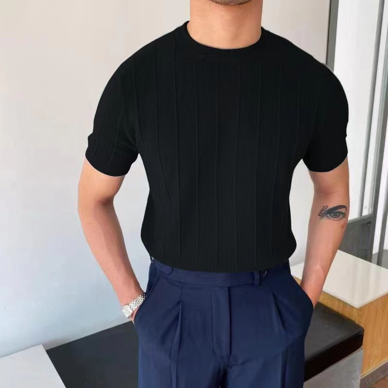 T-shirt tricoté à manches courtes pour homme