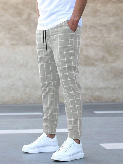 Pantalon tendance à motif à carreaux