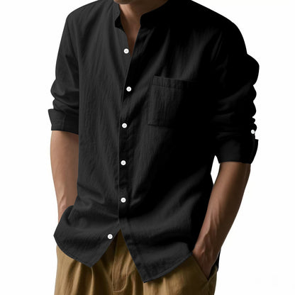 Chemise homme à manches longues avec col
