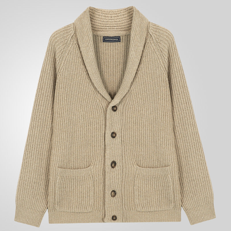 Cardigan homme tricoté à col à revers,