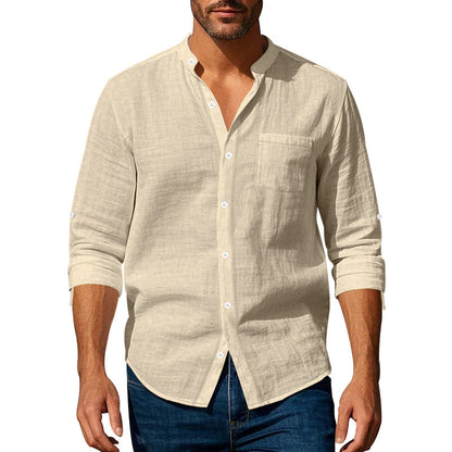 Chemise homme à manches longues avec col