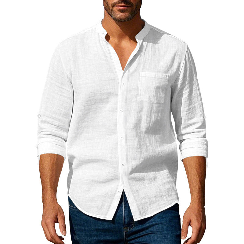 Chemise homme à manches longues avec col