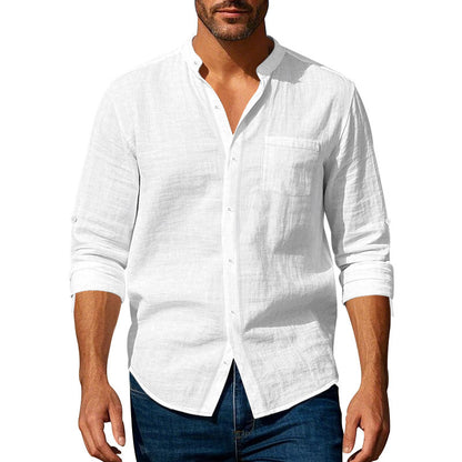 Chemise homme à manches longues avec col