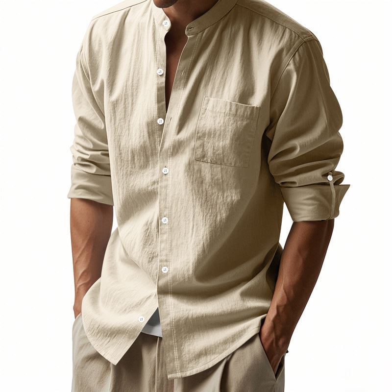 Chemise homme à manches longues avec col
