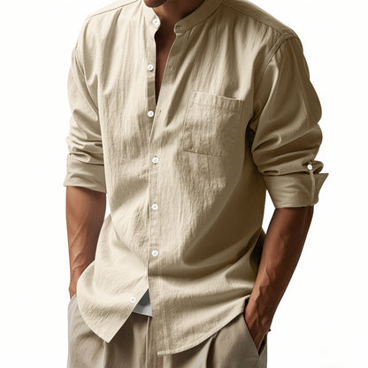 Chemise homme à manches longues avec col
