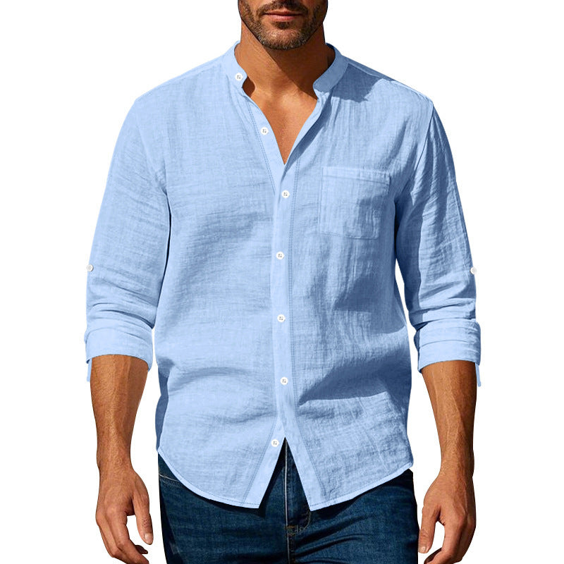Chemise homme à manches longues avec col