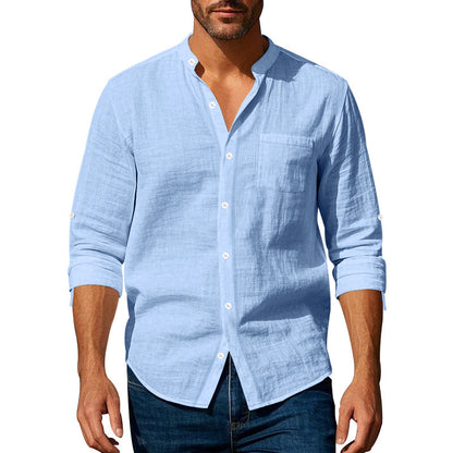 Chemise homme à manches longues avec col