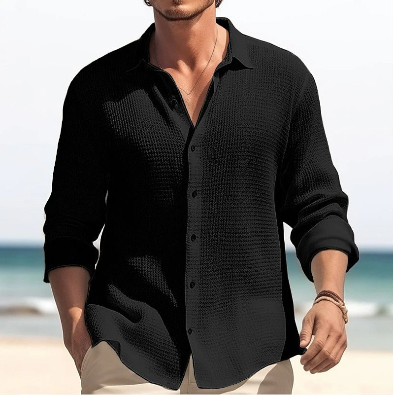 Chemise pour homme à manches longues avec col