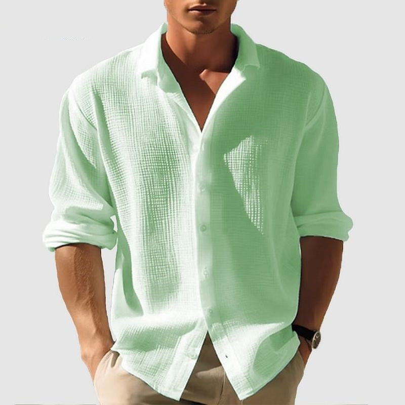 Chemise pour homme à manches longues avec col