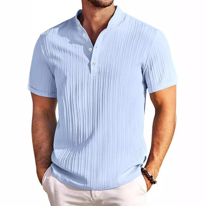 T-shirt d’été à manches courtes avec col montant et boutons