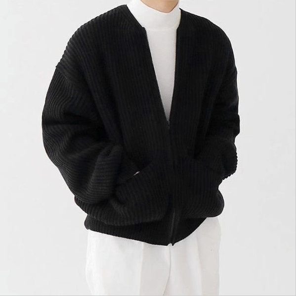 Cardigan homme tricoté avec fermeture zippée