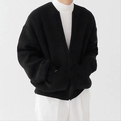 Cardigan homme tricoté avec fermeture zippée