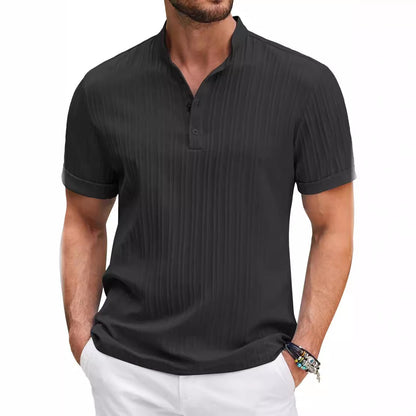 T-shirt d’été à manches courtes avec col montant et boutons