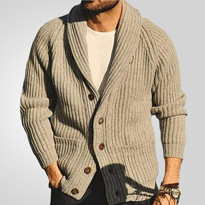 Cardigan homme tricoté à col à revers,