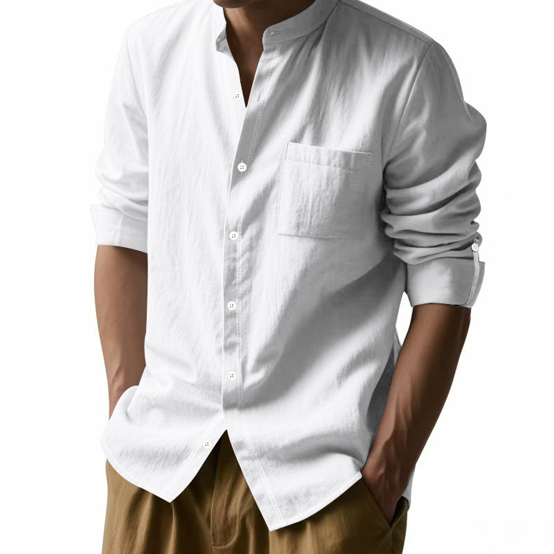 Chemise homme à manches longues avec col