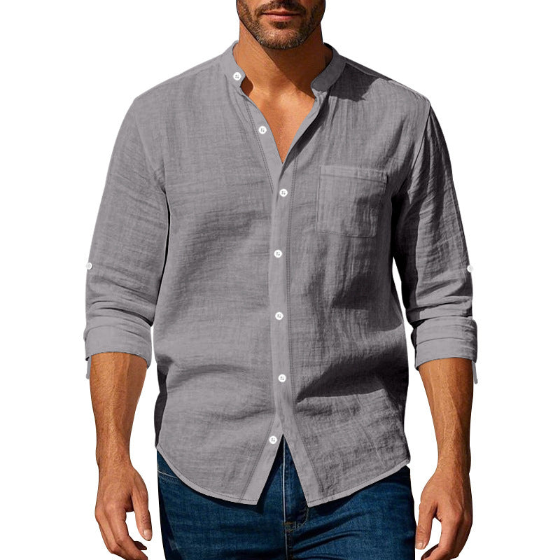 Chemise homme à manches longues avec col
