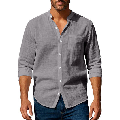 Chemise homme à manches longues avec col