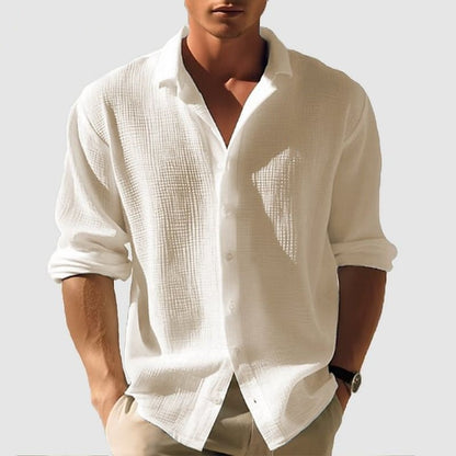 Chemise pour homme à manches longues avec col
