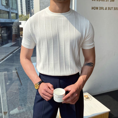 T-shirt tricoté à manches courtes pour homme