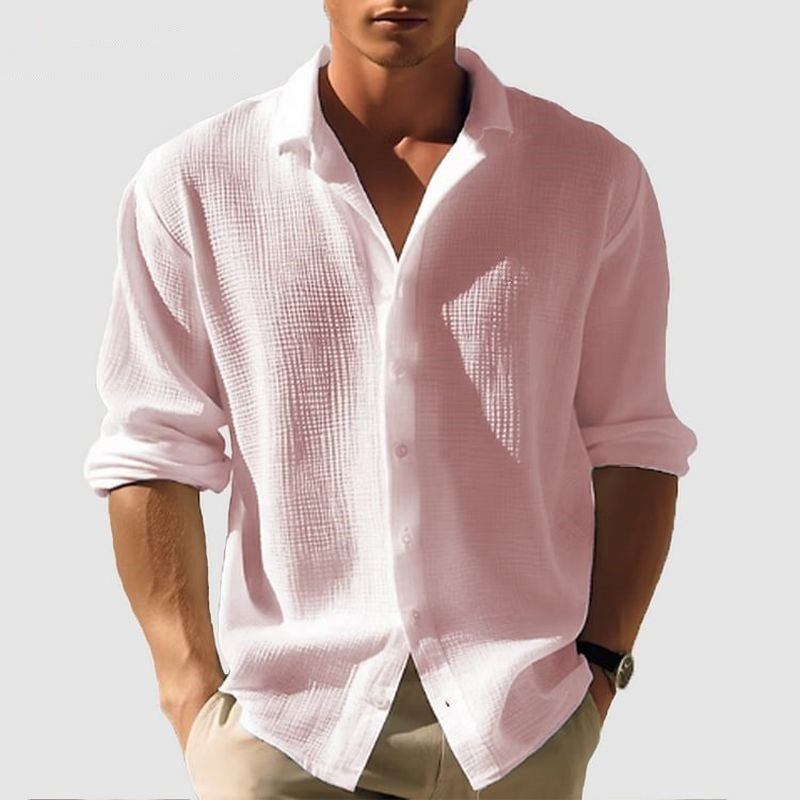 Chemise pour homme à manches longues avec col