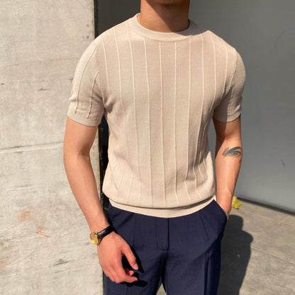 T-shirt tricoté à manches courtes pour homme