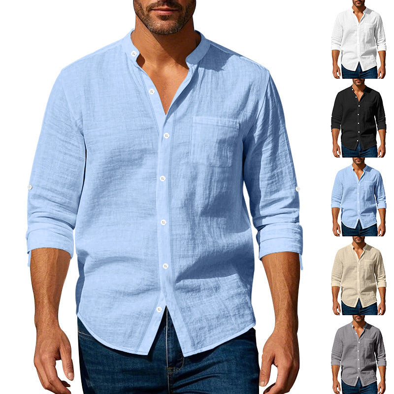 Chemise homme à manches longues avec col