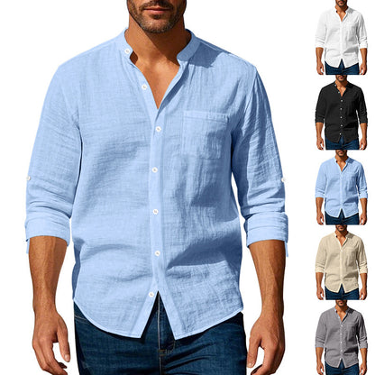 Chemise homme à manches longues avec col