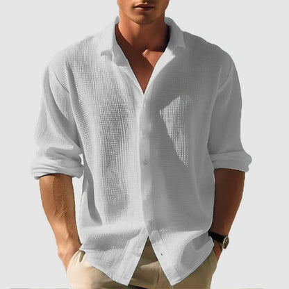 Chemise pour homme à manches longues avec col