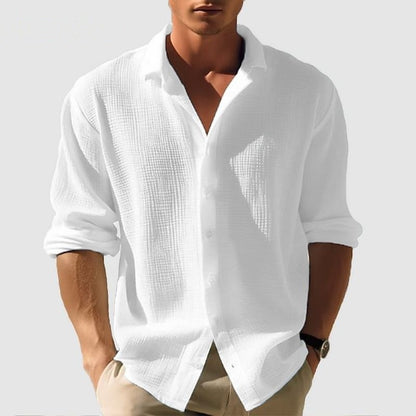 Chemise pour homme à manches longues avec col