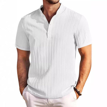T-shirt d’été à manches courtes avec col montant et boutons