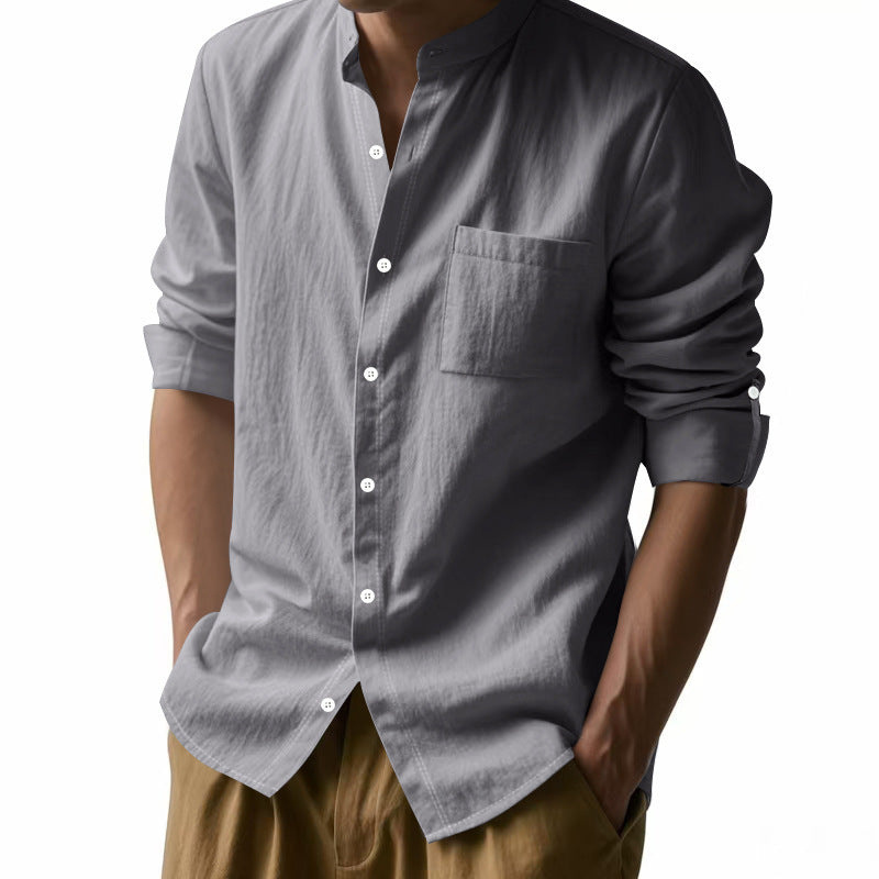 Chemise homme à manches longues avec col