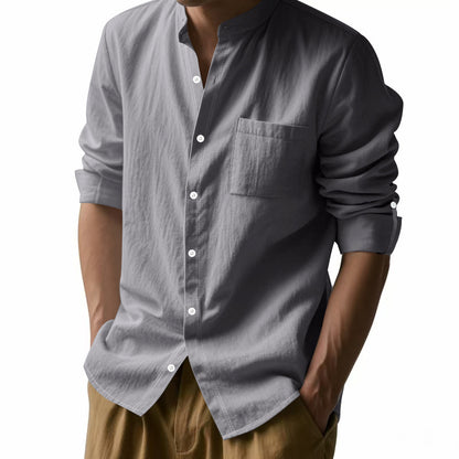 Chemise homme à manches longues avec col
