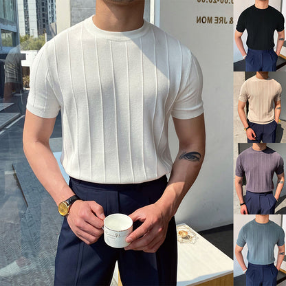 T-shirt tricoté à manches courtes pour homme