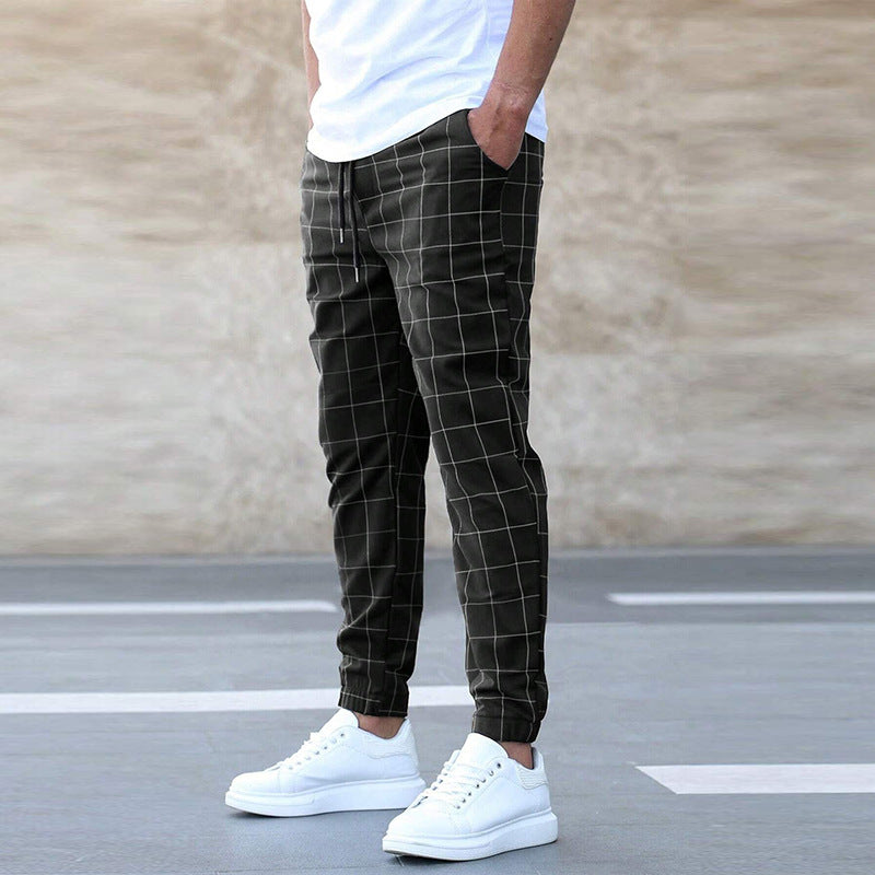 Pantalon tendance à motif à carreaux