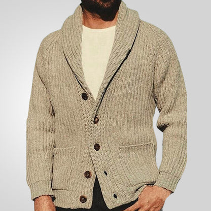 Cardigan homme tricoté à col à revers,