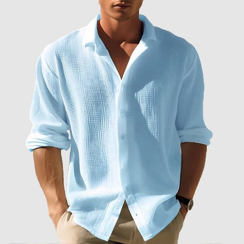 Chemise pour homme à manches longues avec col