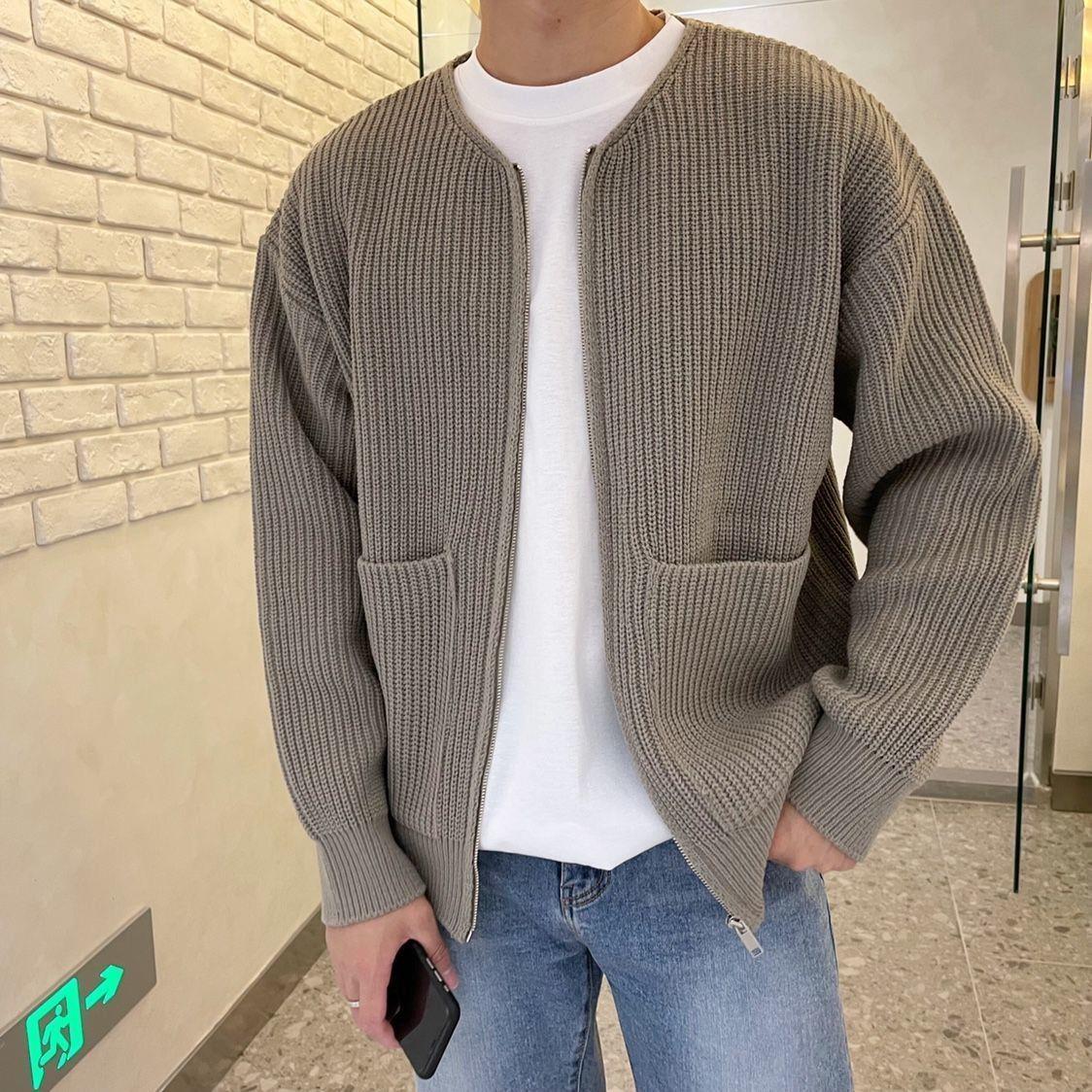 Cardigan homme tricoté avec fermeture zippée