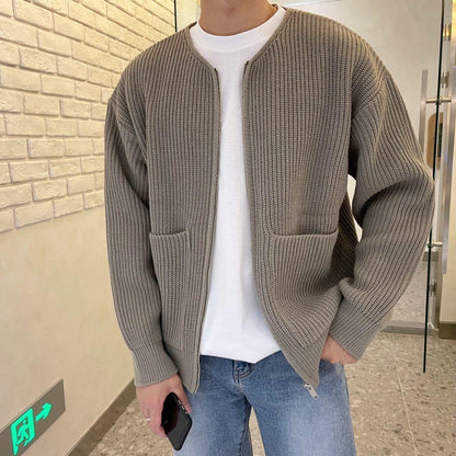 Cardigan homme tricoté avec fermeture zippée