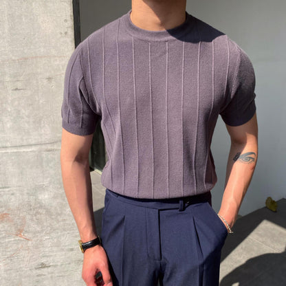 T-shirt tricoté à manches courtes pour homme
